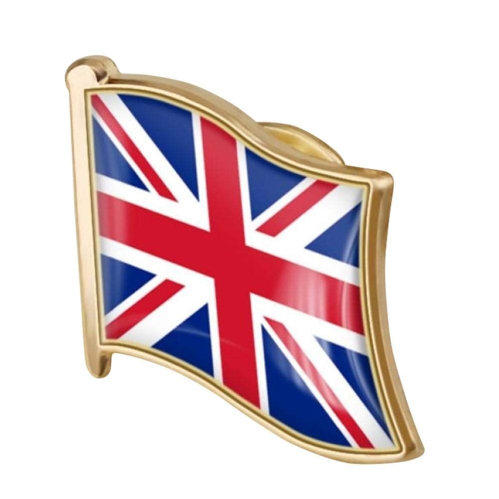 QUAEDING United Kingdom Flag Lapel Pin, UK Badge Brooch Union Flag Pins British Souvenir National Novelty Accessory, 19x18cm