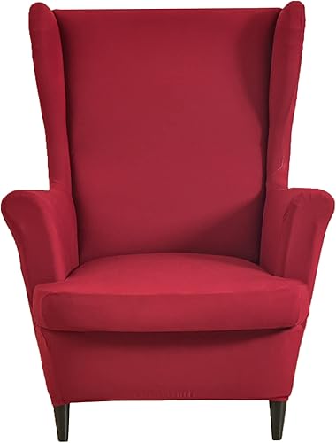 HZDHCLH Fundas para silla Wingback, 2 piezas, fundas elásticas de elastano para sillón de sala de estar, sofá Washalbe (borgoña)