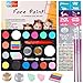 Produktbild Kinderschminke Set, Face Paint Set, Schminkfarbe Kit für Kinder, Körperfarben mit 14 Farben, Professionelle Gesichtsfarben Kinder, Wasserbasiert Schminke-Set für Kinder, 40 Schablonen 3 Bürsten.