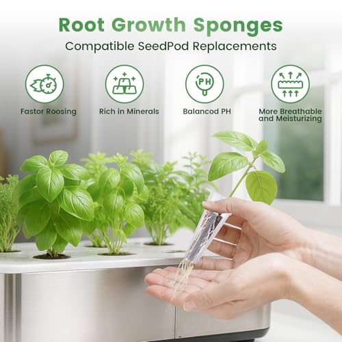 Image of 201Pcs Hydroponic Pods Kit | Compatible with Aerogarden, 50 Grow Sponges & Labels, 50 Baskets & Domes, 1 Tweezers, For Vegetables, Herbs, Lettuce