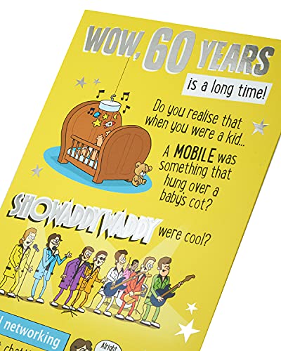 UK Greetings 60th Birthday Card for Him/Friend - Humorous Design, Multi, 149mm x 229mm - Image 3
