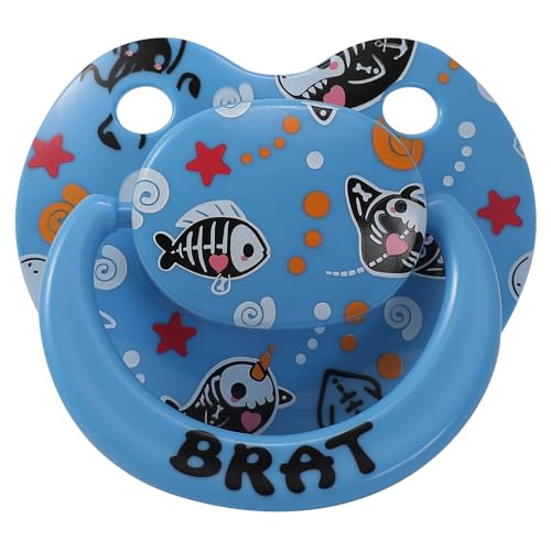Adult Sized Soft Silicone Pacifier: Large Shield Cute Paci Shark Design - Butterfly Shaped Binky for Anxiety