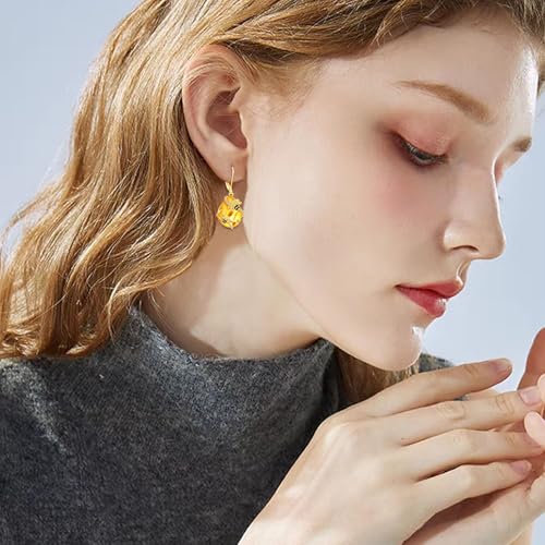 Image of TIGER RIDER Bee /Butterfly /Scorpion /Cactus /Leaf /Beetle 925 Sterling Silver French Clasp Leverback Earrings Amber /Crystal /Citrine /Moonstone /Obsidian /Jade /Rose quartz Pendant Jewelry Gift for Women