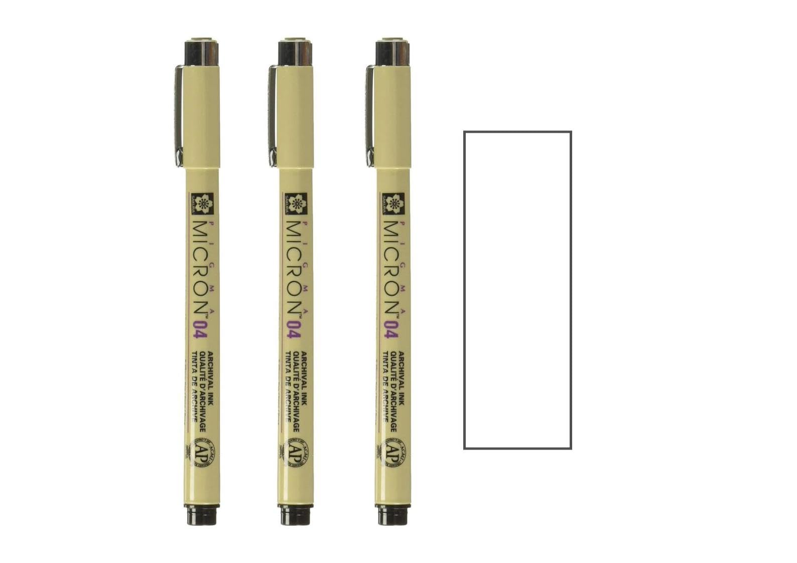 PIGMA MICRON Sakura 04 Negro. 3 unidades y 1 tarjeta