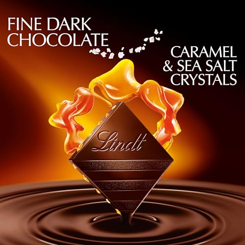 Image of Lindt EXCELLENCE Caramel Sea Salt Dark Chocolate Bar, Dark Chocolate Candy with Pieces of Caramel and Sea Salt Crystals, 3.5 oz. (12 Pack)