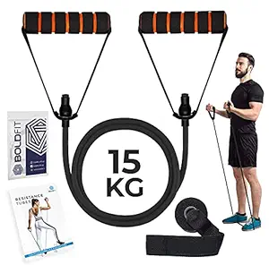 Boldfit Resistance Tube with Foam Handles, Door Anchor for Exercise & Stretching, Suitable in Home & Gym Workout for Men & Women-Multi Resistance