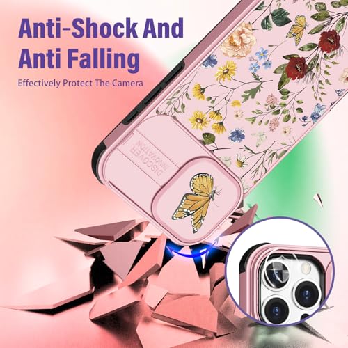 Image of Funermei for iPhone 16 Pro Max Case - Women Girls Cute Phone Cover Girly Pretty Aesthetic Flower Floral Unique Design with Camera Cover Funda for Apple for iPhone 16 Pro Max