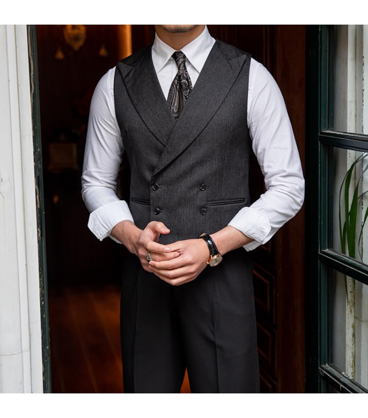 Mens Suit Vest Retro Classic Waistcoat V Neck Causal Vests for Prom Party4