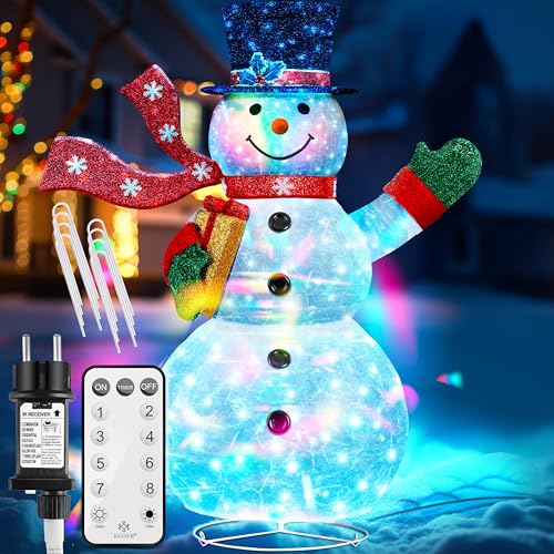 KESSER® 120 LED Schneemann 120cm Weihnachtsdeko + Fernbedienung - 8...