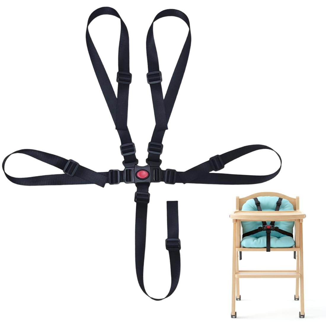 Cinture Universali per Seggiolone Pappa, Cinghie per Seggiolone a 5 Punti, Regolabile Cintura di Sicurezza per Bambini per Seggiolino Cinghie Passeggini