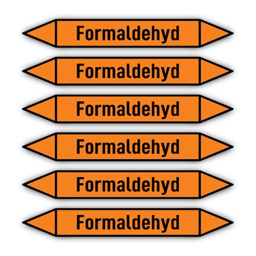Adhesivos: 200x30 mm, 6 unidades - Grupo 6 - Ácidos - Identificación de tuberías - según DIN 2403 - Idioma: alemán - Formaldehído