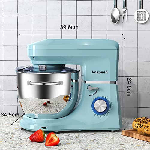Küchenmaschine Knetmaschine Vospeed 1500W Teigmaschine mit 8L Edelstahlschüssel, 6 Geschwindigkeitsstufen, Rührbesen… – Bild 6