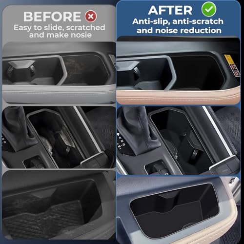 Image of Cup Holder Inserts for Toyota Grand Highlander 2026 2025 2024, Interior Accessories Center Console Front & Rear Cup Holders Covers Protector for 2024-2026 Grand Highlander, Black