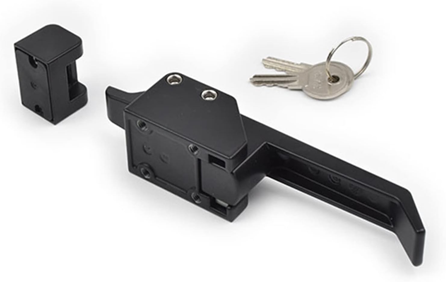 Linkage Freezer Handle Oven Door Knob Cold Storage Lock Seafood Steamer Cabinet Pull Industrial Latch Hardware Plant 1Pcs (Color : Black no Key)