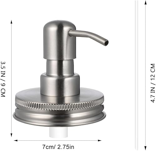 Miniatura 2 de Paquete de 3 tapas dispensadoras de jabón para tarros Mason con bombas, tapas dispensadoras de loción de acero inoxidable a prueba de óxido,