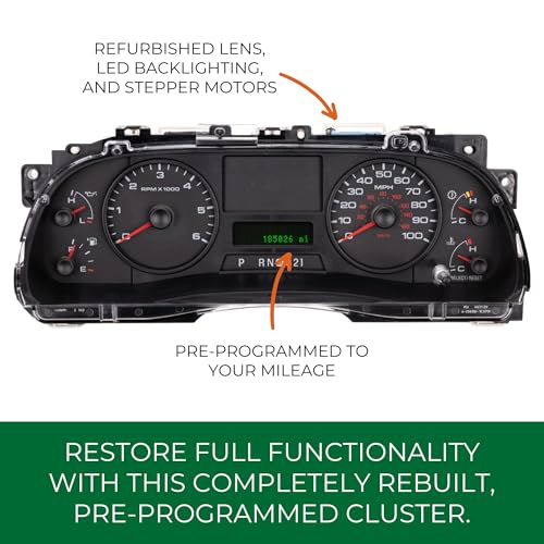 Programmed Instrument Cluster for 2005 2006 2007 Ford Super Duty F250 F350 F450 F550 Cluster Compatible with 2005 2006 2007 Ford F-250 F-350 F-450 F-550 Upgraded Instrument Cluster