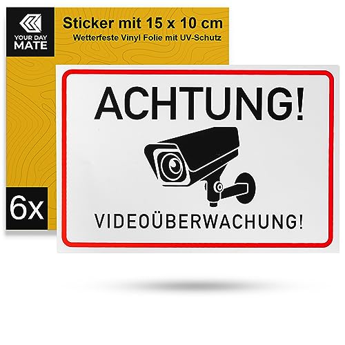 Your Day Mate YODM1-1916 Videoüberwachung Aufkleber Set 6 Stück