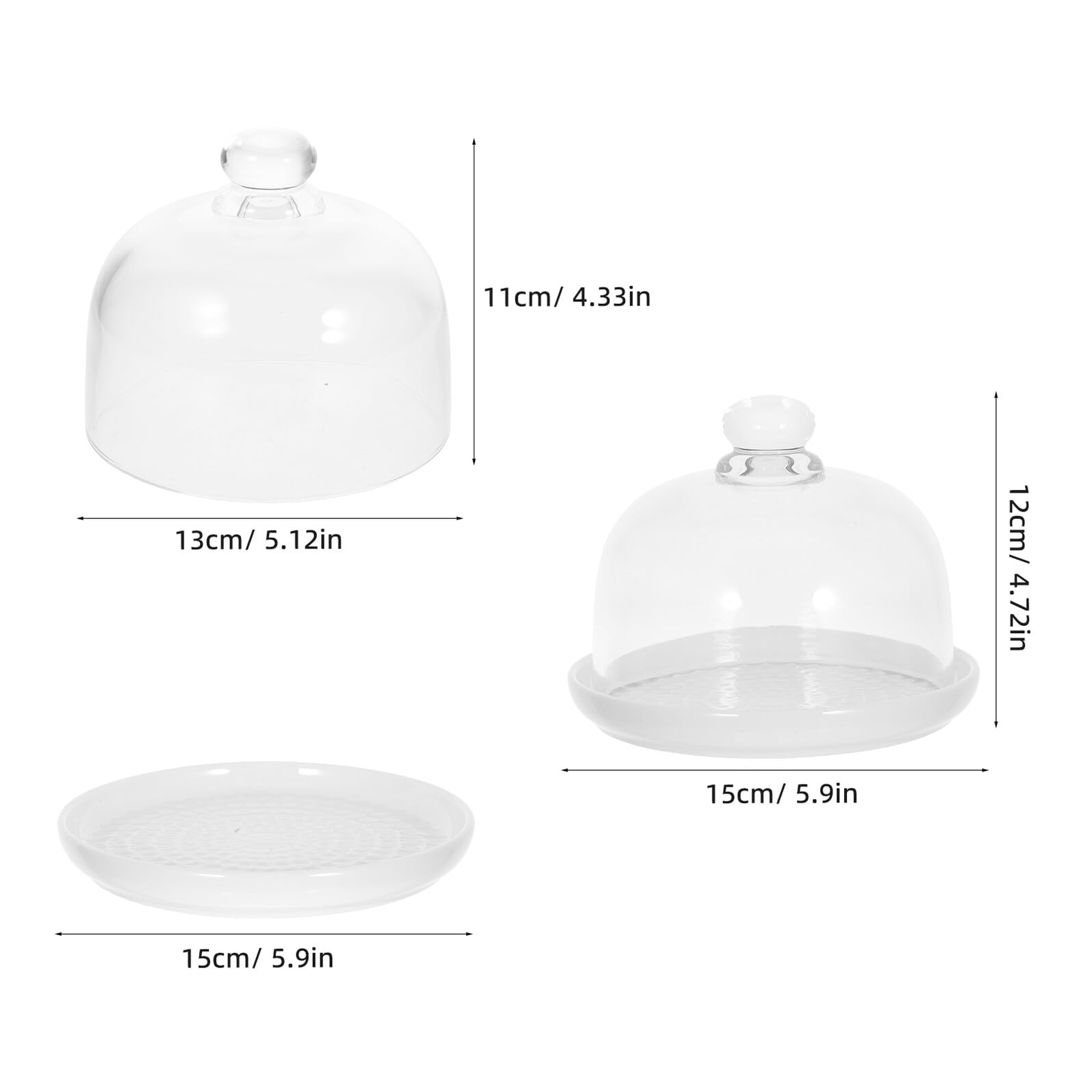 Plato de Cerámica para Tartas 1 Juego Blanco Circular con Tapa | Vidrio y Asa Plana, 1 Set, Mesa y Cocina, Protección de Alimentos y Cierre Ajustado