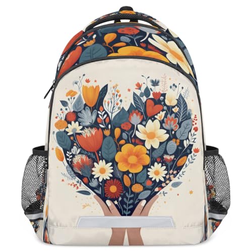 Love 17 Inch Kids Backpacks for Teen Girls Women Flower Laptop Backpack College Bookbags Middle School with Adjustable, Padded Straps