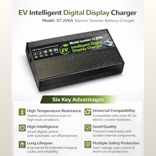 Image of 60V 6A Lithium-Ion Battery Charger with Voltage & Ampere Display | Auto Cut-Off @ 67.2V | Compatible with All 60V Electric Scooters Battery - Okinawa, Battre, Kinetic, PureEV, Benling, Hop & More