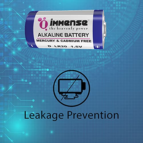 Image of Immense D Size 1.5 Volts Alkaline Battery for Heavy-Duty Flashlights, Air Pumps & Professional Devices | Non Rechargeable Cell (Pack of 12)