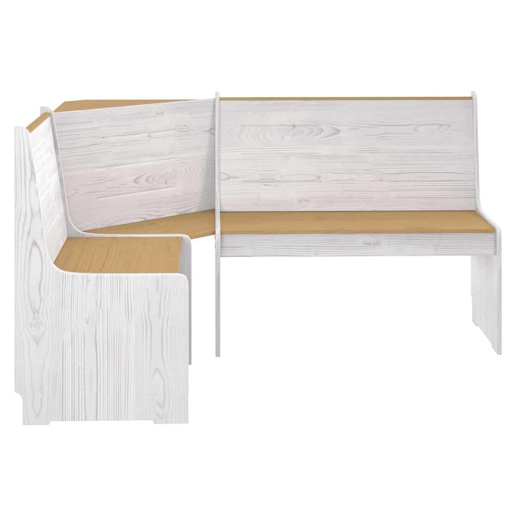 vidaXL Banco de Esquina, Banca con Respaldo, Asiento Esquinero, Mueble para Salón Comedor Hogar Jardín, Madera Maciza de Pino Marrón Blanco
