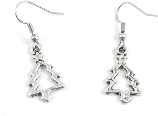 50 Pairs Jewelry Making Charms Supply Supplies Wholesale Fashion Antique Silver Tone Earring Backs Findings Ear Hooks R3OG9 Christmas Xmas Tree