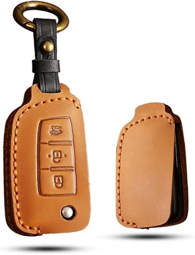 SANRILY Qashqai Tiida Sylphy Frontier - Funda de cuero para llavero con tapa de 3 botones y llavero con tapa para Nissan Rogue S Rogue SelectSport,