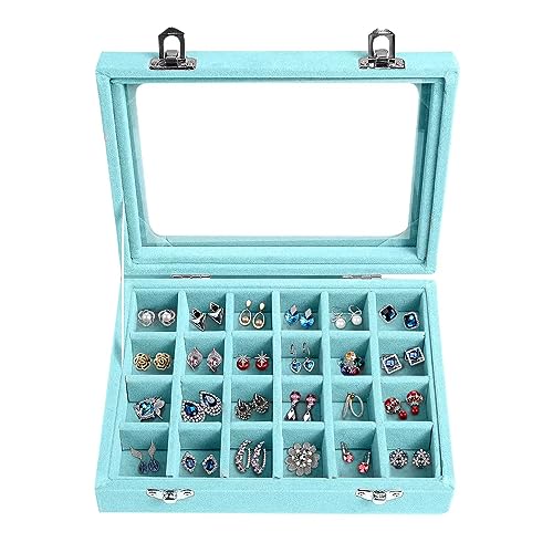 EONGOA Velvet Jewelry Box 24 Grid Jewelry Earrings...