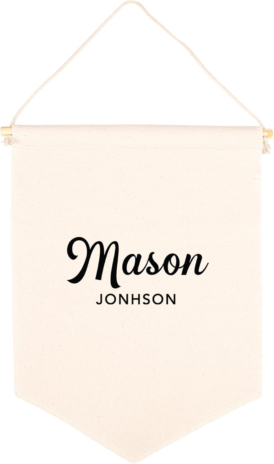 Andaz Press Personalized Hanging Canvas Banner, Custom Name Tapestry Wall Hanging for Baby Girl & Boy, Kids Nursery Canvas Wall Decoration