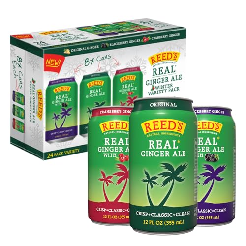 Reeds Winter Variety Pack Ginger Ale - Original Cranberry Blackberry - 24 Pack (8 of Each Flavor)