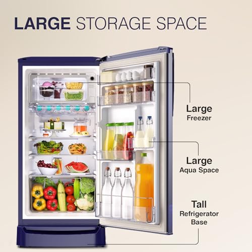 Image of Godrej 183 L 3 Star Farm Fresh Crisper Technology With Jumbo Vegetable Tray Direct Cool Single Door Refrigerator Appliance(, RD R190C THF WV BL, Wave Blue)