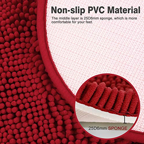 Mayshine Chenille Non-Slip Bathroom Rug Love Shaped Shag Shower Mat Machine-Washable Bath Mats Lovely Heart With Water Absorbent Soft Microfibers (20X24 Inches Red) #TOP5