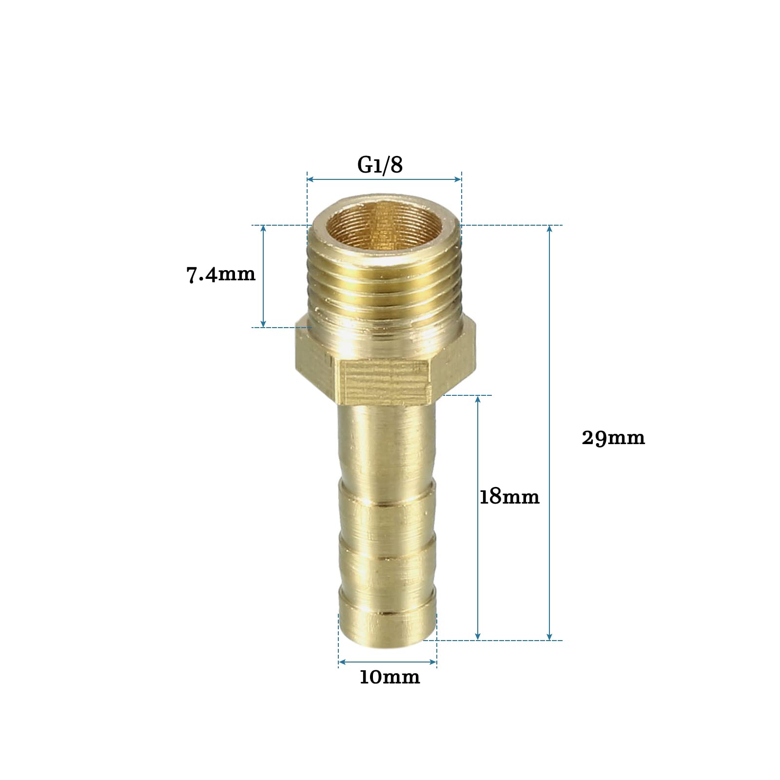 QUARKZMAN 5x Messing Schlauchverschraubung – 6 Mm Barb Auf G1/8 Außengewinde, Gerade, Für Luft, Wasser, Kraftstoff, Pneumatik, Gold