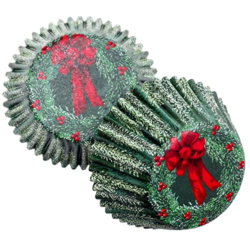 Chef Craft Paper Patterned Cupcake Liners, 50 Count, Green/Red/White
