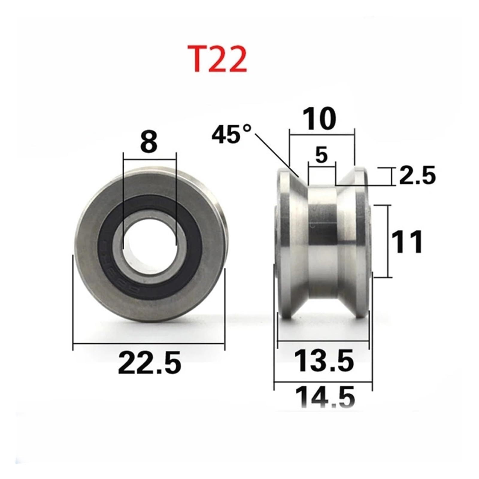 Abgedichtete Lager, 5 teile/los CNC TU22 8mm V/U Groove Pulley Lager T22 8 * 22,5 * 14,5 * 13,5mm V Roller Rad Kugellager TU-221 | T22