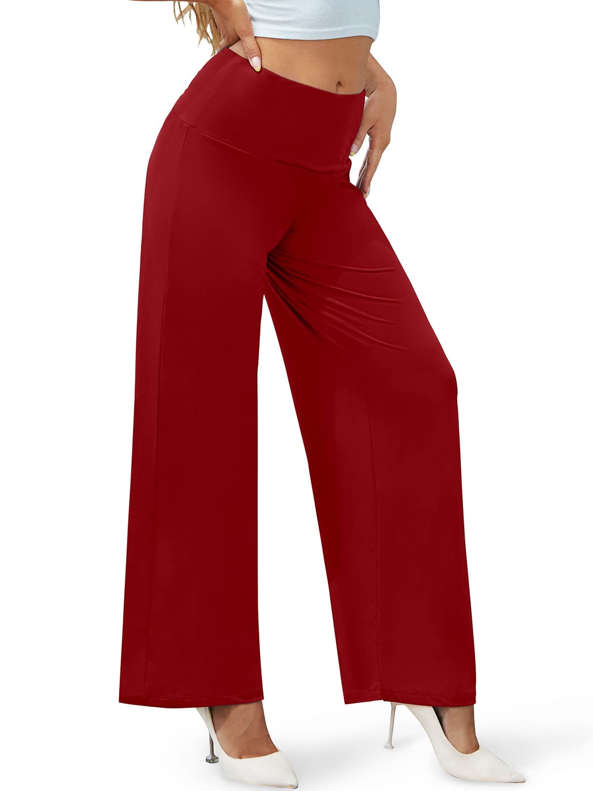 Cegerne Pantaloni da Donna Pantaloni Palazzo Elasticizzati a Gamba Larga a Vita Alta