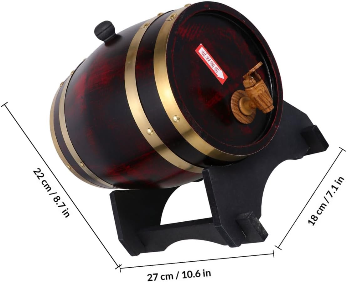 PRETYZOOM Wooden Wine Barrel Set 5 Liter Oak Beer and Red Wine Storage Cask for Home Cellar Pub