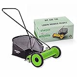 Sharpex Push Manual Lawn Mower with Grass Catcher | 16-Inch Reel Lawn Mower with 5-Position Height Adjustment | Classic Push Grass Cutter Machine for Home Garden and Yard (Green)