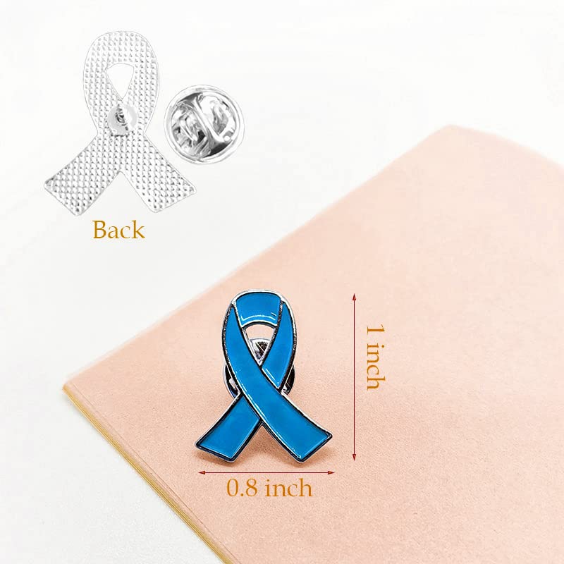 Blue Ribbon Pin 20 Pcs Colon Cancer Prostate Cancer Awareness Pin Blue Brooch Enamel Lapel Pins2