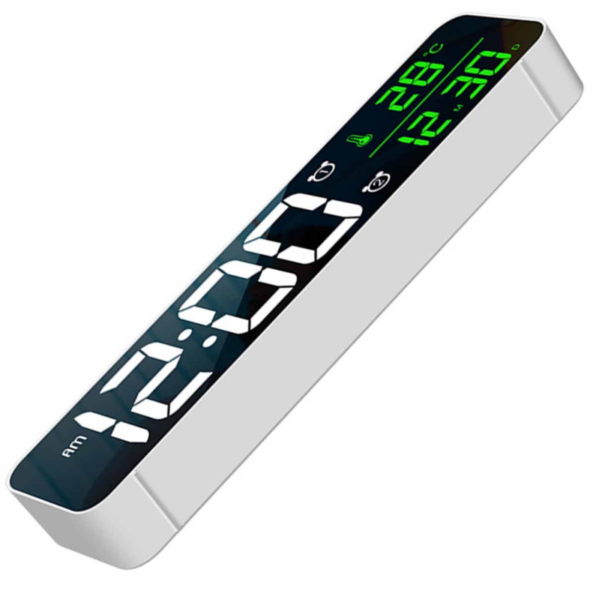 Reloj Despertador Digital LED Blanco de Pared Música y Brillo