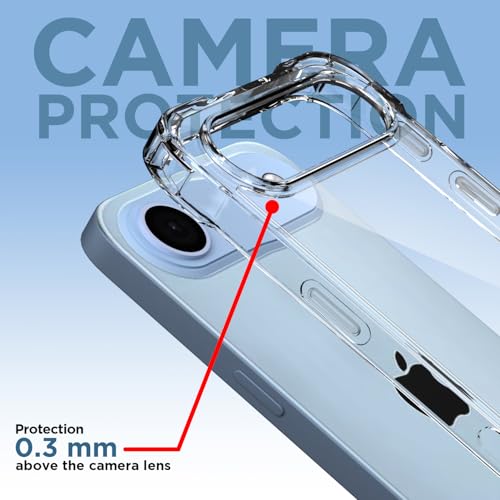 Image of Amazon Basics Back Cover for iPhone 17 Air PC + TPU Clear Transparent Raised Edges Shockproof Protective Phone Bumper Case (Transparent)