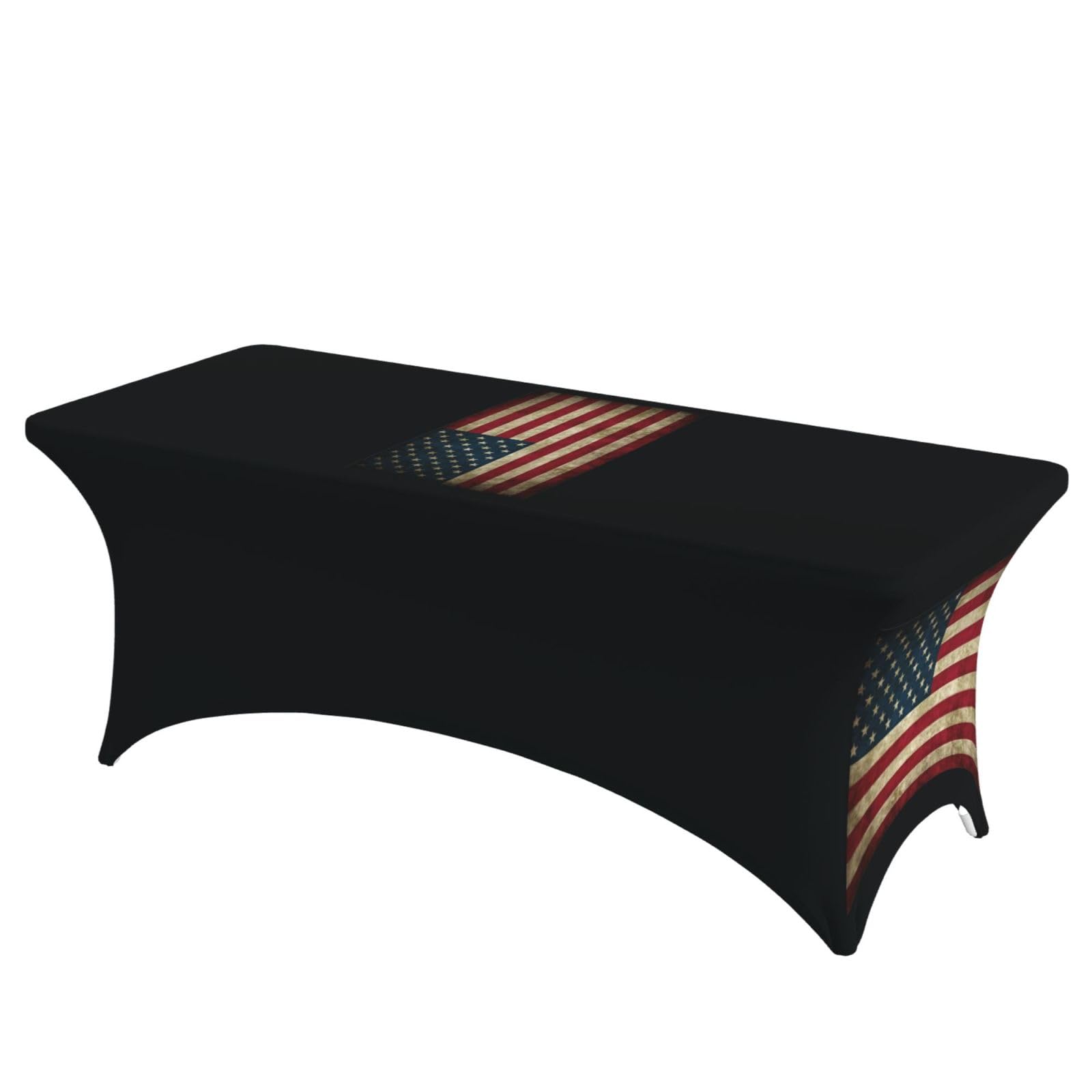 NImongt American Flag Print Elastic Rectangular Tablecloth Holidays Family Banquet Wedding Party Table Cover