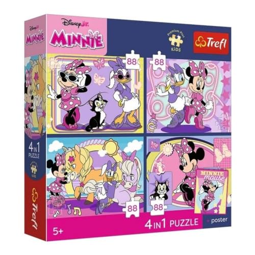 Trefl - Puzzle 4 en 1: Disney, Moments Magiques - 4 x 88 Pièces - Affiche à Collectionner, Jeu de Quatre Puzzles pour Enfants à partir de 5 Ans