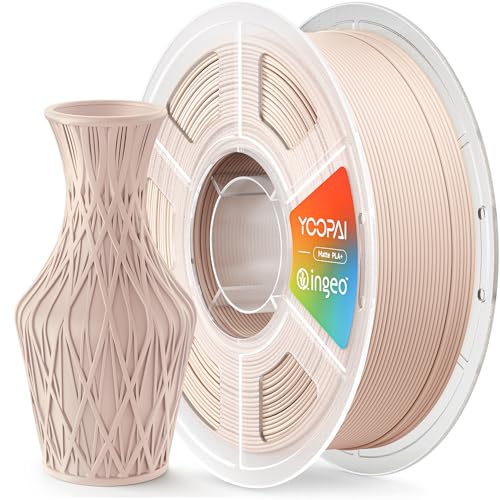 Matte PLA Plus Filament 1.75mm, Made with USA Material, 1KG (2.2lbs) 3D Printer Filament, Dimensional Accuracy +/- 0.02 mm, Matte Surface Texture, Beige