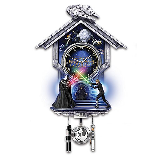 The Bradford Exchange Star Wars: Sith vs. Jedi Wall Clock with Light Up Lightsaber Duel and Theme Song