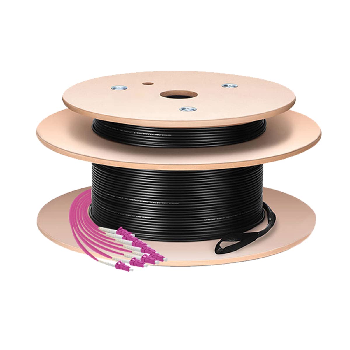 LogiLink FT2U200 – Câble de jonction à fibre optique U-DQ(ZN) soutien-gorge, (pour intérieur et extérieur), avec aide à la traction 8 fibres Multimode OM4, LC/UPC – LC/UPC, 200 m