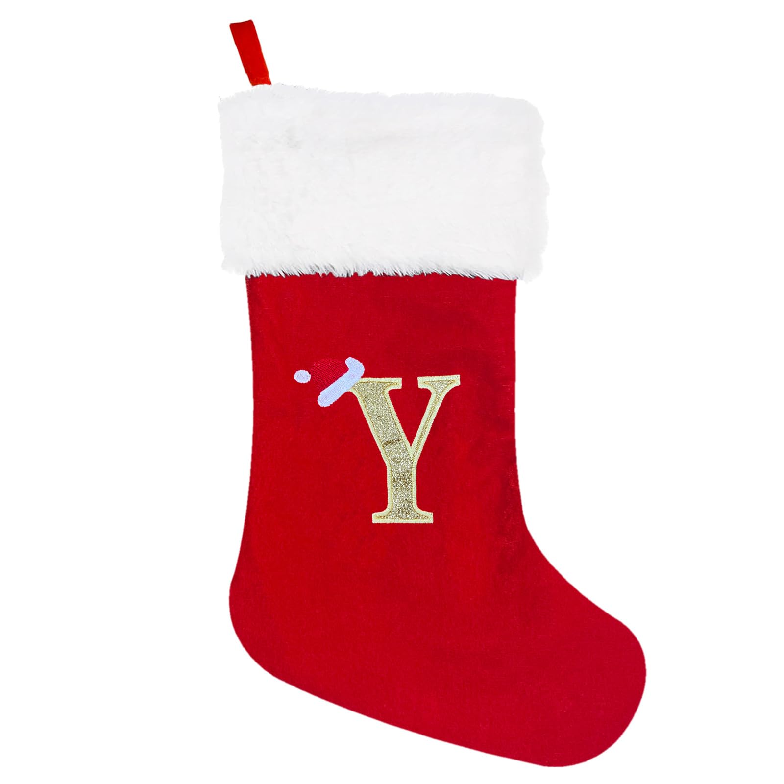 Tfaoys Y Christmas Stocking Velvets Plush Embroidered Letter Santa Socks Christmas Tree Pendant Decoration For Home Sock
