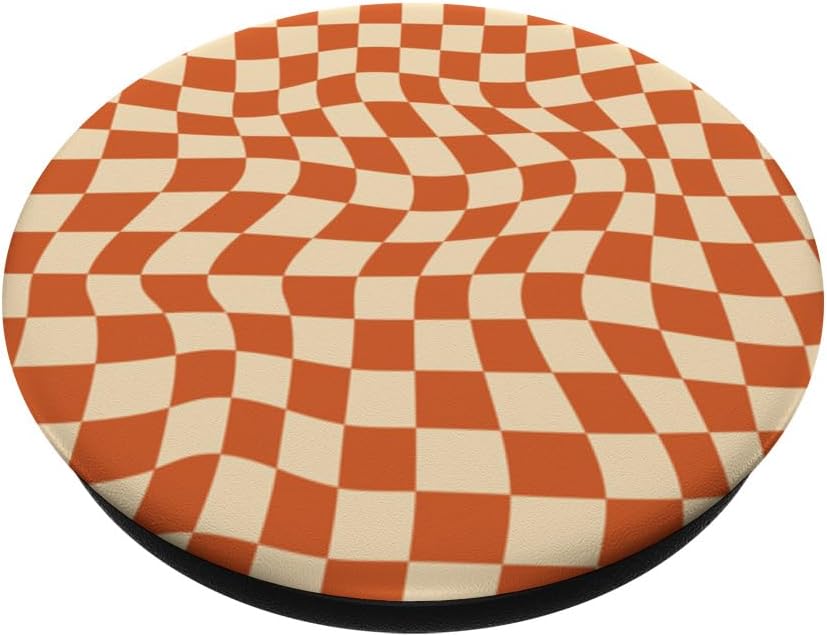 Checkered Swirl Checkerboard Indie Aesthetic Burnt Orange PopSockets Adhesive PopGrip image 2