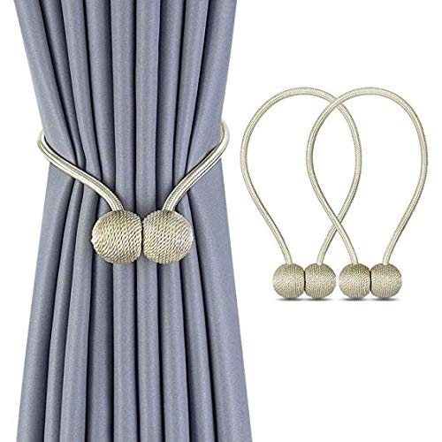 FDY_store FDY 1 Pair Magnetic Curtain Tiebacks Decorative Rope Holdback Holder for Home Window Drapries Hooks